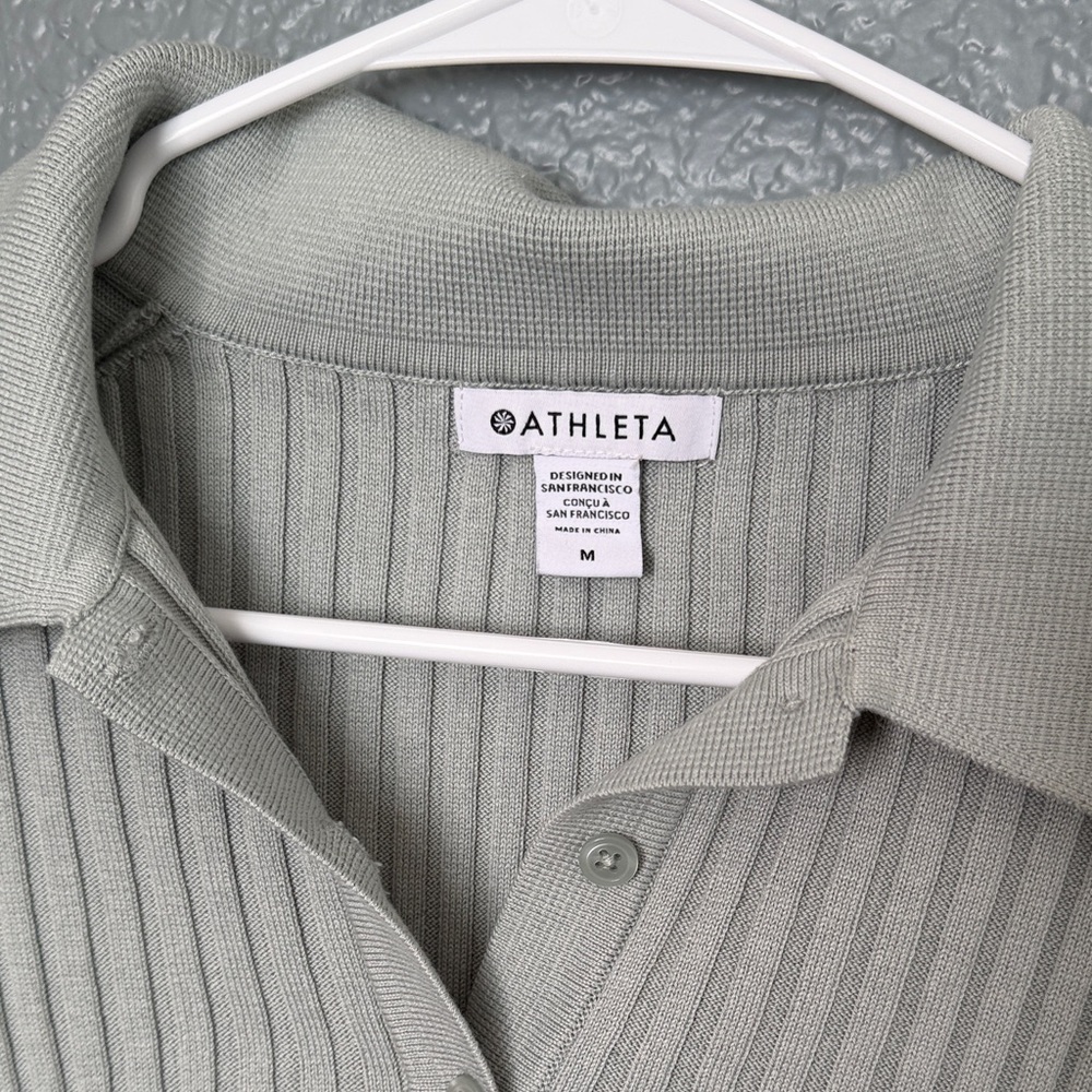 Athleta Women's Sweet Bay Henley Ribbed Button Down Shirt - Picture 4 of 11